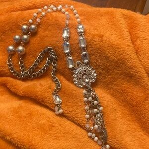 Plunder Silver and White Statement Necklace